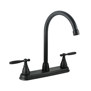 SOLVEX 2 Handle Kitchen Sink Faucet, Matte Black High Arc 360 Swivel Stainless Steel Pipe 3 Hole Kitchen Faucet, Commercial Modern Chrome Kitchen Sink Faucet, SP-80077-N