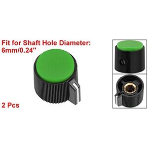 Kasuki Potenciómetro de 19 x 16 mm, perilla giratoria de control de volumen, para agujero de 6 mm de diámetro, azul, amarillo, rojo, verde, accesorios de interruptor 2 unidades – (color: verde)