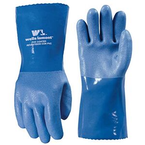 WELLS LAMONT 174L Heavy Duty PVC Coated Work Gloves with Gauntlet Cuff and Cotton Lining, Large, Blue