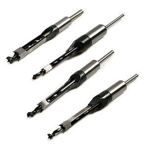 None Brand Woodworking Square Hole Mortise Chisel Drill, Square Hole Saw Auger Mortise Drill Bit Set Mortising Chisel Woodworking Tool 1/4" 5/16" 3/8" 1/2" (12.7mm)
