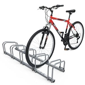VOUNOT Soporte de bicicleta para piso de 5 estantes para bicicletas, cochera, almacenamiento de bicicletas, organizador de ciclo, soporte de bloqueo para interiores y exteriores