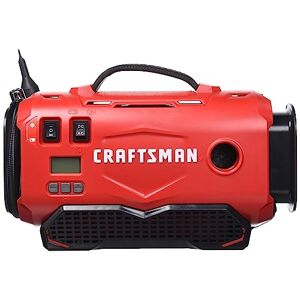 Craftsman V20 Inflador de neumáticos, compacto y portátil, apagado automático, medidor digital PSI, solo herramienta desnuda (CMCE520B), rojo