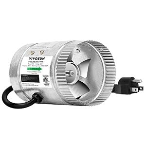 VIVOSUN Ventilador de conducto en línea de 4 pulgadas 100 CFM, ventilador de escape HVAC con bajo ruido para sótanos, baños, cocinas y áticos, color plateado