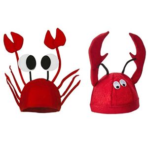 NA1 Juego de 2 sombreros de fiesta divertidos para disfraz, sombrero de cangrejo y cangrejo de río, para adultos, rojo, talla única para la mayoría de los adultos