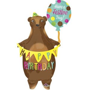 Anagram Birthday Bear With Banner Super Shape Foil Balloon