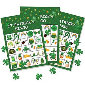 Omgouue (St patrick day Bingo) St. Patrick's Day Shamrock Irish Bingo Game Green Party Supplies for Kids 24 Player
