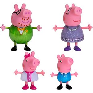 SRYLED Peppa Pig Fancy Family 4 Figure Pack, 3? Tall Including Peppa Pig Characters Daddy Pig, Mummy Pig, Peppa Pig, and George Toys for Toddlers, Kindergarteners, Kids