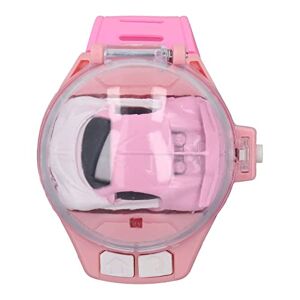 Leftwei MuñEca Racing Car Watch Toy, Cute Shape Alloy Mini 2.4GHz Carga USB Silicona Watchband RC Car Watch Juguetes para niñOs para niñOs de 3 añOs y MáS (Rosa)