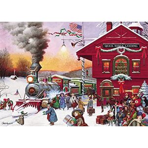 Buffalo Games Charles Wysocki Silbato de Navidad Rompecabezas de 500 Piezas, Rojo, Violeta, Verde, 51.25 Pulgadas de Largo x 15 Pulgadas de Ancho