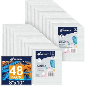 Artkey Lienzos para pintar de 8 x 10 pulgadas, paquete de 48 unidades, 100% algodón blanco imprimado en blanco, paneles de lona de pintura artística para pinturas de témpera al óleo acrílico y Artkey Lienzos para pintar de 8 x 10 pulgadas, paquete de 48 unidades, 100% algodón blanco imprimado en blanco, paneles de lona de pintura artística para pinturas de témpera al óleo acrílico y