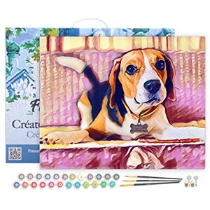 ART Pintar por Numeros Adultos con marco Beagle lindo Manualidades pintura acrilica Kit Cuadro DIY completo 40x50cm con bastidor montado ART Pintar por Numeros Adultos con marco Beagle lindo Manualidades pintura acrilica Kit Cuadro DIY completo 40x50cm con bastidor montado