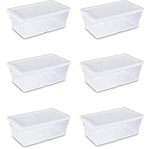 STERILITE 16428012 Caja de almacenamiento de 6 cuartos de galón/5,7 litros, tapa blanca con base transparente (paquete de 6) STERILITE 16428012 Caja de almacenamiento de 6 cuartos de galón/5,7 litros, tapa blanca con base transparente (paquete de 6)