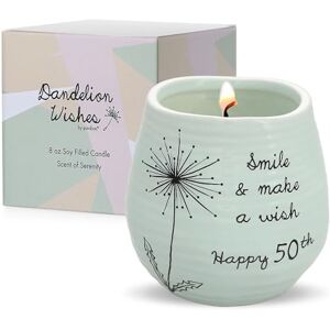 Pavilion Gift Company Smile & Make a Wish Happy 50th Birthday Vela de Cera de Soja con Barro de cerámica sin Plomo 100% Aroma: Serenidad, 8 oz-3,5 Pulgadas de Alto, Verde Pavilion Gift Company Smile & Make a Wish Happy 50th Birthday Vela de Cera de Soja con Barro de cerámica sin Plomo 100% Aroma: Serenidad, 8 oz-3,5 Pulgadas de Alto, Verde