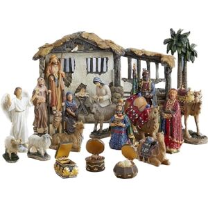THREE KINGS GIFTS THE ORIGINAL GIFTS OF CHRISTMAS 23 Pieces, 5-Inch The Real Life Nativity Includes Lighted Stable, Palm Tree and Chests of Gold, Frankincense and Myrrh THREE KINGS GIFTS THE ORIGINAL GIFTS OF CHRISTMAS 23 Pieces, 5-Inch The Real Life Nativity Includes Lighted Stable, Palm Tree and Chests of Gold, Frankincense and Myrrh