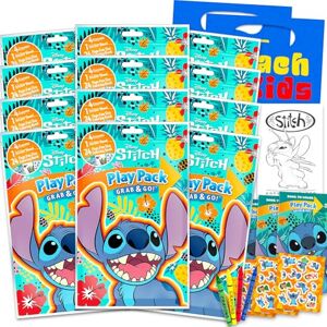 Disney Lilo and Stitch Paquete de 12 paquetes de actividades para niños, niñas con mini libros para colorear, calcomanías para decoración de fiesta para niños Disney Lilo and Stitch Paquete de 12 paquetes de actividades para niños, niñas con mini libros para colorear, calcomanías para decoración de fiesta para niños