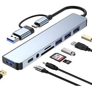 Uplayteck Hub USB C de 8 Puertos, Adaptador Multipuerto Tipo C, Divisor USB 3.0 Portátil Ultrafino USB C Dock para MacBook, Mac Pro, iMac, Surface Pro, XPS, PC, Flash Drive, Mobile HDD Uplayteck Hub USB C de 8 Puertos, Adaptador Multipuerto Tipo C, Divisor USB 3.0 Portátil Ultrafino USB C Dock para MacBook, Mac Pro, iMac, Surface Pro, XPS, PC, Flash Drive, Mobile HDD