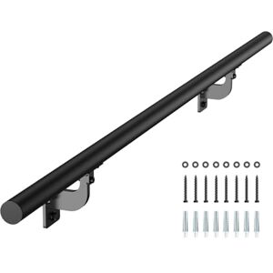VEVOR Pasamanos de escalera de pared, 4 pies, aluminio galvanizado negro, diámetro de tubo de 1.25 pulgadas, barandilla de escalera interior y exterior, barandilla de mano industrial para pasos VEVOR Pasamanos de escalera de pared, 4 pies, aluminio galvanizado negro, diámetro de tubo de 1.25 pulgadas, barandilla de escalera interior y exterior, barandilla de mano industrial para pasos