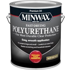 Minwax Acabado protector de poliuretano de secado rápido, 350 VOC, semibrillante cálido, 1 galón Minwax Acabado protector de poliuretano de secado rápido, 350 VOC, semibrillante cálido, 1 galón