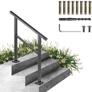 VEVOR Pasamanos de 3 escalones, color negro, ajustable, se adapta a 1 o 3 escalones de hierro forjado mate para escaleras, con kit de instalación VEVOR Pasamanos de 3 escalones, color negro, ajustable, se adapta a 1 o 3 escalones de hierro forjado mate para escaleras, con kit de instalación