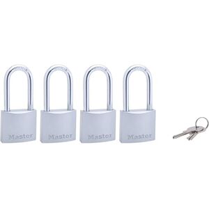 Master Lock Candados Metálicos Económicos de 38 mm de Ancho Gancho Largo, 4 Piezas Master Lock Candados Metálicos Económicos de 38 mm de Ancho Gancho Largo, 4 Piezas