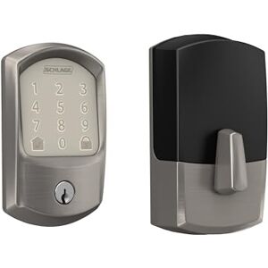 SCHLAGE BE489WB GRW 619 Cerradura inteligente con cerrojo de seguridad WiFi, cerradura de puerta con visualización táctil sin llave con ribete Greenwich, níquel satinado SCHLAGE BE489WB GRW 619 Cerradura inteligente con cerrojo de seguridad WiFi, cerradura de puerta con visualización táctil sin llave con ribete Greenwich, níquel satinado