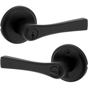 Kwikset Katella Manija de puerta de entrada con cerradura y llave, palanca reversible con llave segura, exterior, para entrada frontal y dormitorios, negro mate, resistente a las púas Smartkey Rekey Kwikset Katella Manija de puerta de entrada con cerradura y llave, palanca reversible con llave segura, exterior, para entrada frontal y dormitorios, negro mate, resistente a las púas Smartkey Rekey