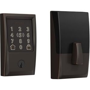 SCHLAGE BE499WB CEN 716 Encode Plus Cerradura inteligente con cerrojo de seguridad WiFi, cerradura de puerta con visualización táctil sin llave con borde de siglo, bronce envejecido SCHLAGE BE499WB CEN 716 Encode Plus Cerradura inteligente con cerrojo de seguridad WiFi, cerradura de puerta con visualización táctil sin llave con borde de siglo, bronce envejecido