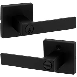 Kwikset Manija de puerta de entrada de Singapur con cerradura y llave, palanca reversible con llave segura, exterior, para entrada frontal y dormitorios, negro mate, resistente a las púas Smartkey Kwikset Manija de puerta de entrada de Singapur con cerradura y llave, palanca reversible con llave segura, exterior, para entrada frontal y dormitorios, negro mate, resistente a las púas Smartkey