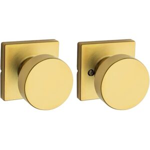 Kwikset Pismo perilla para puerta de paso interior, manija para puertas de clóset y pasillo, perilla de puerta sin bloqueo, latón satinado, cuadrado, protección Microban Kwikset Pismo perilla para puerta de paso interior, manija para puertas de clóset y pasillo, perilla de puerta sin bloqueo, latón satinado, cuadrado, protección Microban