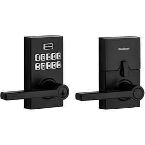 Kwikset SmartCode 917 Cerradura electrónica residencial sin llave con palanca de bloqueo alternativo con manija de puerta Halifax, seguridad SmartKey, negro mate contemporáneo Kwikset SmartCode 917 Cerradura electrónica residencial sin llave con palanca de bloqueo alternativo con manija de puerta Halifax, seguridad SmartKey, negro mate contemporáneo