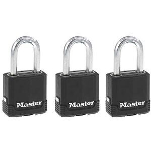 Master Lock M115XQLFCCSEN Magnum Candado laminado, 4.7 cm de ancho, acero de 0.8 cm, 3.81 cm de distancia al grillete, paquete de 4, Paquete de 3, 1-1/2 Inch Shackle, Covered Master Lock M115XQLFCCSEN Magnum Candado laminado, 4.7 cm de ancho, acero de 0.8 cm, 3.81 cm de distancia al grillete, paquete de 4, Paquete de 3, 1-1/2 Inch Shackle, Covered