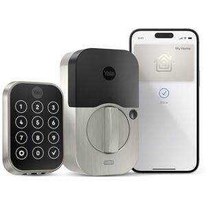 Yale Security Assure Lock 2 Plus Apple Home Keys (toca para abrir), cerrojo de seguridad, cerradura de puerta de entrada inteligente sin llave de níquel satinado con teclado conectado Wi-Fi para Yale Security Assure Lock 2 Plus Apple Home Keys (toca para abrir), cerrojo de seguridad, cerradura de puerta de entrada inteligente sin llave de níquel satinado con teclado conectado Wi-Fi para