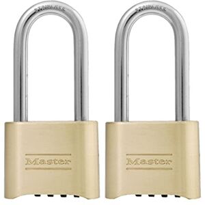 Master Lock Candado Combinado de Bloqueo Maestro, Interior y Exterior, Combinación de Cuatro Dígitos, Acabado de Latón, 2 Unidades, 175LHEC2 Master Lock Candado Combinado de Bloqueo Maestro, Interior y Exterior, Combinación de Cuatro Dígitos, Acabado de Latón, 2 Unidades, 175LHEC2