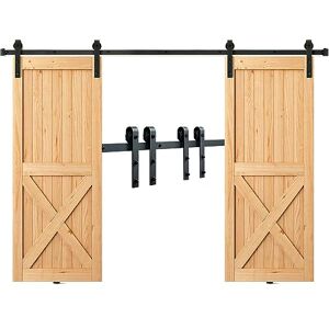 VEVOR Kit de herrajes para puerta de granero corrediza, 2.5 pies, 330 libras, kit de riel para puerta de granero resistente para puertas dobles, apto para 3.7-4.3 pies de ancho total y panel de 2 VEVOR Kit de herrajes para puerta de granero corrediza, 2.5 pies, 330 libras, kit de riel para puerta de granero resistente para puertas dobles, apto para 3.7-4.3 pies de ancho total y panel de 2