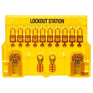 Master Lock 1483BP410 Estación de candado, color amarillo Master Lock 1483BP410 Estación de candado, color amarillo