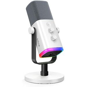 FIFINE Micrófono para Juegos XLR/USB para Streaming de Podcast, computadora de PC micrófono RGB con Perilla de Ganancia, micrófono Silencio, Mic de Jugador para grabación, AM8 Blanco FIFINE Micrófono para Juegos XLR/USB para Streaming de Podcast, computadora de PC micrófono RGB con Perilla de Ganancia, micrófono Silencio, Mic de Jugador para grabación, AM8 Blanco