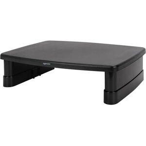 Amazon Basics Soporte de computadora rectangular para monitor con altura ajustable con almacenamiento para reducir la tensión del cuello, para monitores, laptops de hasta 10 kg, color negro Amazon Basics Soporte de computadora rectangular para monitor con altura ajustable con almacenamiento para reducir la tensión del cuello, para monitores, laptops de hasta 10 kg, color negro
