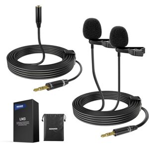 NEEWER 2m Cable Micrófonos Lavalier Dobles con 4m Cable Extensión, Mini Clip On Condensador Omnidireccional Micrófono Solapa 3,5mm TRS para Cámara DSLR sin Espejo Videocámara Entrevista Vlog, LM3 NEEWER 2m Cable Micrófonos Lavalier Dobles con 4m Cable Extensión, Mini Clip On Condensador Omnidireccional Micrófono Solapa 3,5mm TRS para Cámara DSLR sin Espejo Videocámara Entrevista Vlog, LM3