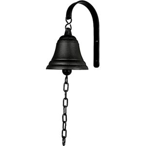 DECONOOR Campana clásico de Hierro Fundido como Campana de Puerta de Entrada, decoración Colgante Exterior o decoración de Interiores, Pared Antigua Granja y Puerta Delantera, Color Negro DECONOOR Campana clásico de Hierro Fundido como Campana de Puerta de Entrada, decoración Colgante Exterior o decoración de Interiores, Pared Antigua Granja y Puerta Delantera, Color Negro