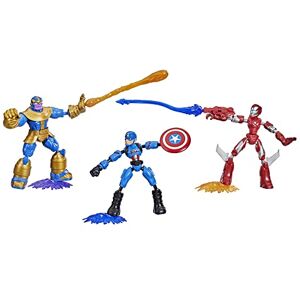 Hasbro Marvel Avengers Bend and Flex, Paquete de 3 Cifras Flexibles con Iron Man, Capitán América y Thanos, Incluye 9 Accesorios Hasbro Marvel Avengers Bend and Flex, Paquete de 3 Cifras Flexibles con Iron Man, Capitán América y Thanos, Incluye 9 Accesorios
