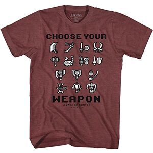 American Classics Monster Hunter Choose Your Weapon clásico Maroon Heather playera para adulto, Jaspeado granate clásico, Large American Classics Monster Hunter Choose Your Weapon clásico Maroon Heather playera para adulto, Jaspeado granate clásico, Large