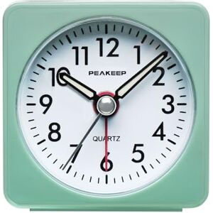 Peakeep Reloj despertador de viaje ultra pequeño a pilas con función de repetición y luz, silencioso sin tic-tac de cuarzo analógico, Aguamarina (Aquamarine) Peakeep Reloj despertador de viaje ultra pequeño a pilas con función de repetición y luz, silencioso sin tic-tac de cuarzo analógico, Aguamarina (Aquamarine)