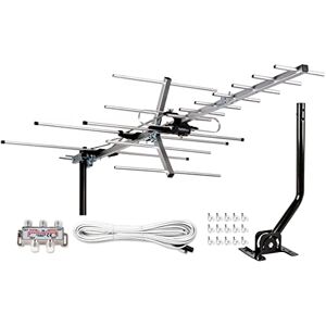 Five Star Yagi Antena de TV Satelital HD de hasta 200 Millas de Largo Alcance, Montaje en Ático o Techo, Antena Digital OTA TV para 4K Compatible con 4 TVs, Kit de Instalación y Poste de Montaje Five Star Yagi Antena de TV Satelital HD de hasta 200 Millas de Largo Alcance, Montaje en Ático o Techo, Antena Digital OTA TV para 4K Compatible con 4 TVs, Kit de Instalación y Poste de Montaje