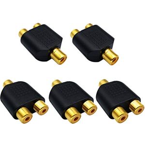 AAOTOKK Adaptador divisor RCA Y, chapado en oro, 1RCA hembra a 2 conectores RCA hembra de audio y video y divisor en Y, conector para cable de audio y video, AV TV (paquete de 5 F/F) AAOTOKK Adaptador divisor RCA Y, chapado en oro, 1RCA hembra a 2 conectores RCA hembra de audio y video y divisor en Y, conector para cable de audio y video, AV TV (paquete de 5 F/F)