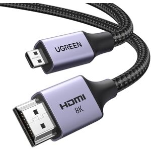 UGREEN 8K Cable Micro HDMI a HDMI 2.1, Carcasa de aluminio trenzado 48Gbps, Alta velocidad 8K@60hz, 4K@120hz Soporta HDR eARC Dolby Compatible con Cámara, Tablet 2M UGREEN 8K Cable Micro HDMI a HDMI 2.1, Carcasa de aluminio trenzado 48Gbps, Alta velocidad 8K@60hz, 4K@120hz Soporta HDR eARC Dolby Compatible con Cámara, Tablet 2M