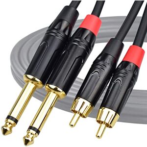 Mugteeve Cable RCA a 1/4 TS, cable de interconexión estéreo dual 1/4 overol a doble RCA Phono RCA Phono, sin ruido, blindado de cobre, chapado en oro, para mezclador/altavoz/AMP Cable de audio, 3.3 Mugteeve Cable RCA a 1/4 TS, cable de interconexión estéreo dual 1/4 overol a doble RCA Phono RCA Phono, sin ruido, blindado de cobre, chapado en oro, para mezclador/altavoz/AMP Cable de audio, 3.3