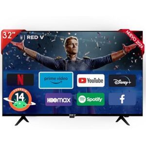 RED VELVET Televisión 32 Pulgadas Smart TV Android 14 HD Pantalla LED, Resolución 720p, Acceso a Apps de Streaming, Conectividad WiFi, Puertos HDMI y USB, Dolby Audio, Bisel Delgado RED VELVET Televisión 32 Pulgadas Smart TV Android 14 HD Pantalla LED, Resolución 720p, Acceso a Apps de Streaming, Conectividad WiFi, Puertos HDMI y USB, Dolby Audio, Bisel Delgado