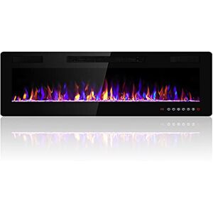 Electactic Chimenea eléctrica empotrada y montada en la Pared, Calentador de Chimenea y Chimenea Lineal, con Temporizador, Control Remoto, Color de Llama Ajustable, 750 w/1500 w, Negro Electactic Chimenea eléctrica empotrada y montada en la Pared, Calentador de Chimenea y Chimenea Lineal, con Temporizador, Control Remoto, Color de Llama Ajustable, 750 w/1500 w, Negro