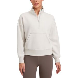 CRZ YOGA SoftAura Suéter con Media Cremallera para Mujer Manga Larga Casual Cuello de Embudo Tops con Bolsillo Blanca Lechosa Chico CRZ YOGA SoftAura Suéter con Media Cremallera para Mujer Manga Larga Casual Cuello de Embudo Tops con Bolsillo Blanca Lechosa Chico