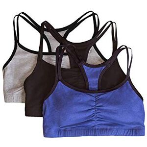 Fruit of the Loom Sujetador deportivo tipo jersey de algodón para mujer (paquete de 3), gris negro/azul marino jaspeado negro/negro Fruit of the Loom Sujetador deportivo tipo jersey de algodón para mujer (paquete de 3), gris negro/azul marino jaspeado negro/negro
